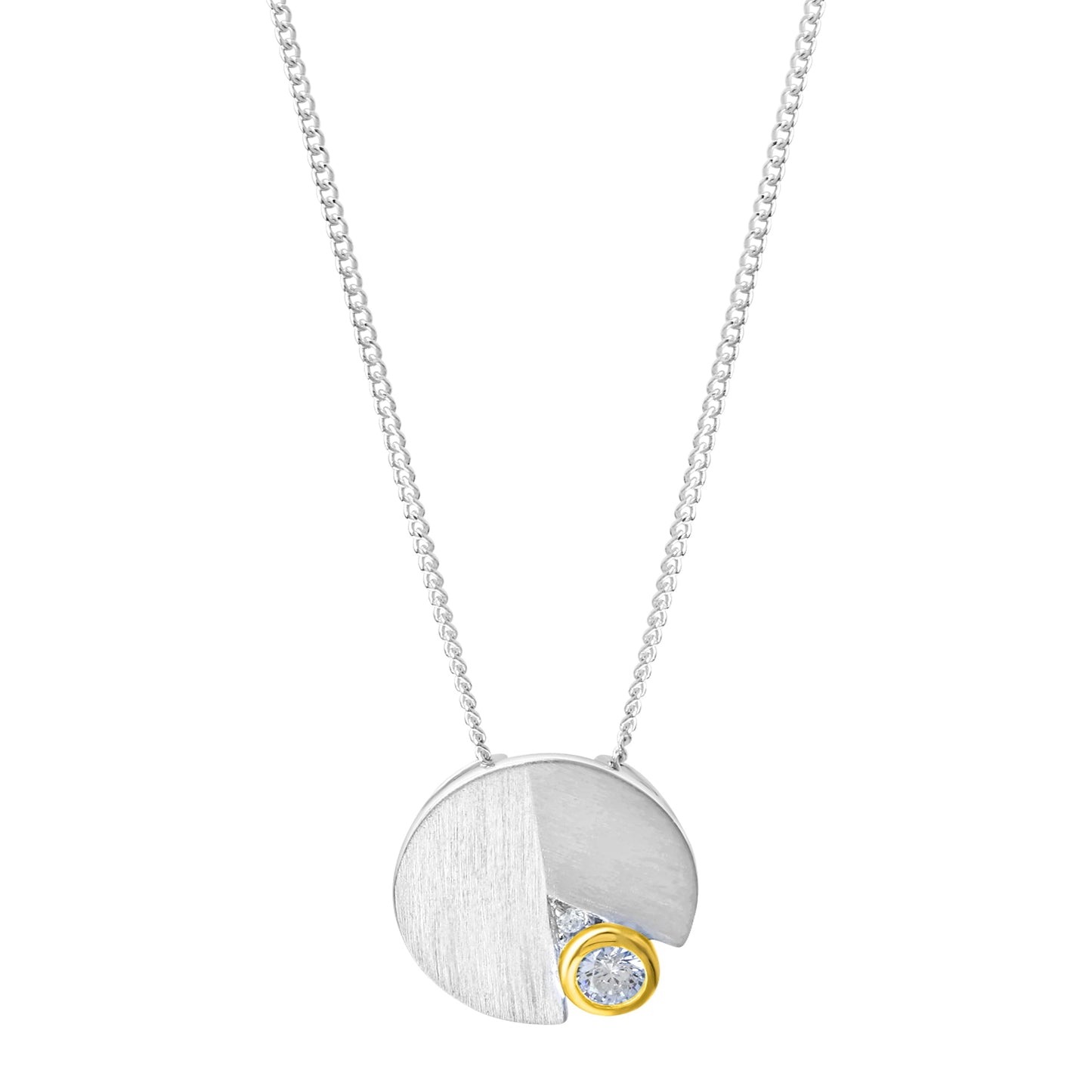 Halskette 925 Silber 2farbig mit Zirkonia Ankerkette 925/- Sterling Silber vergoldet (teil) 45cm