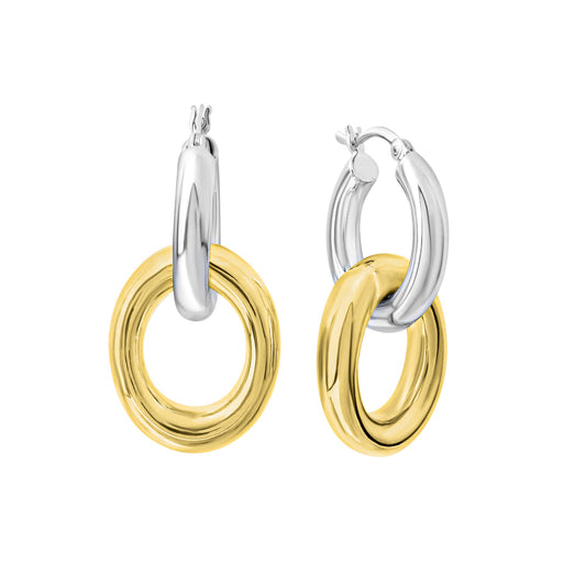Celesta - Creolen mit Einhänger aus 925 Sterling Silber zweifarbig