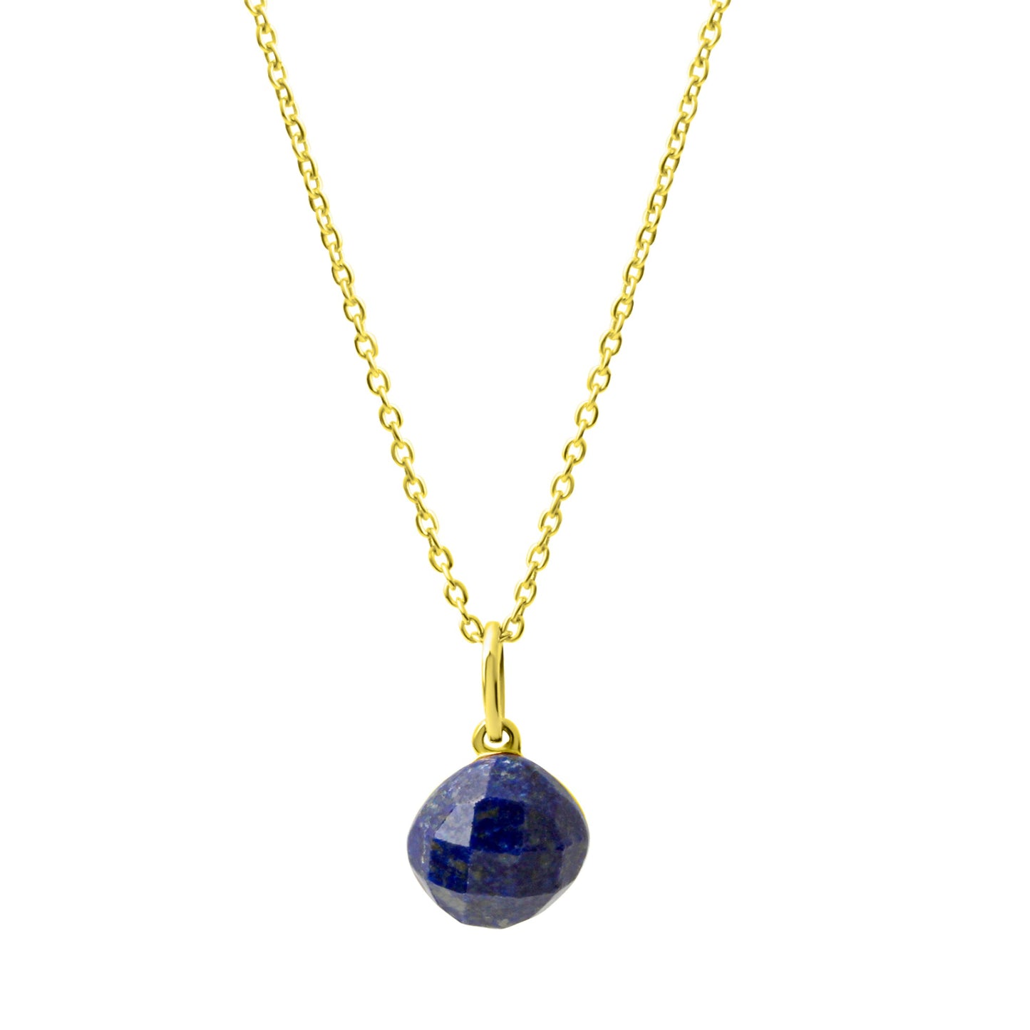 Halskette Silber vergoldet Lapislazuli Ankerkette 925/- Sterling Silber vergoldet 45,0cm Lapislazuli