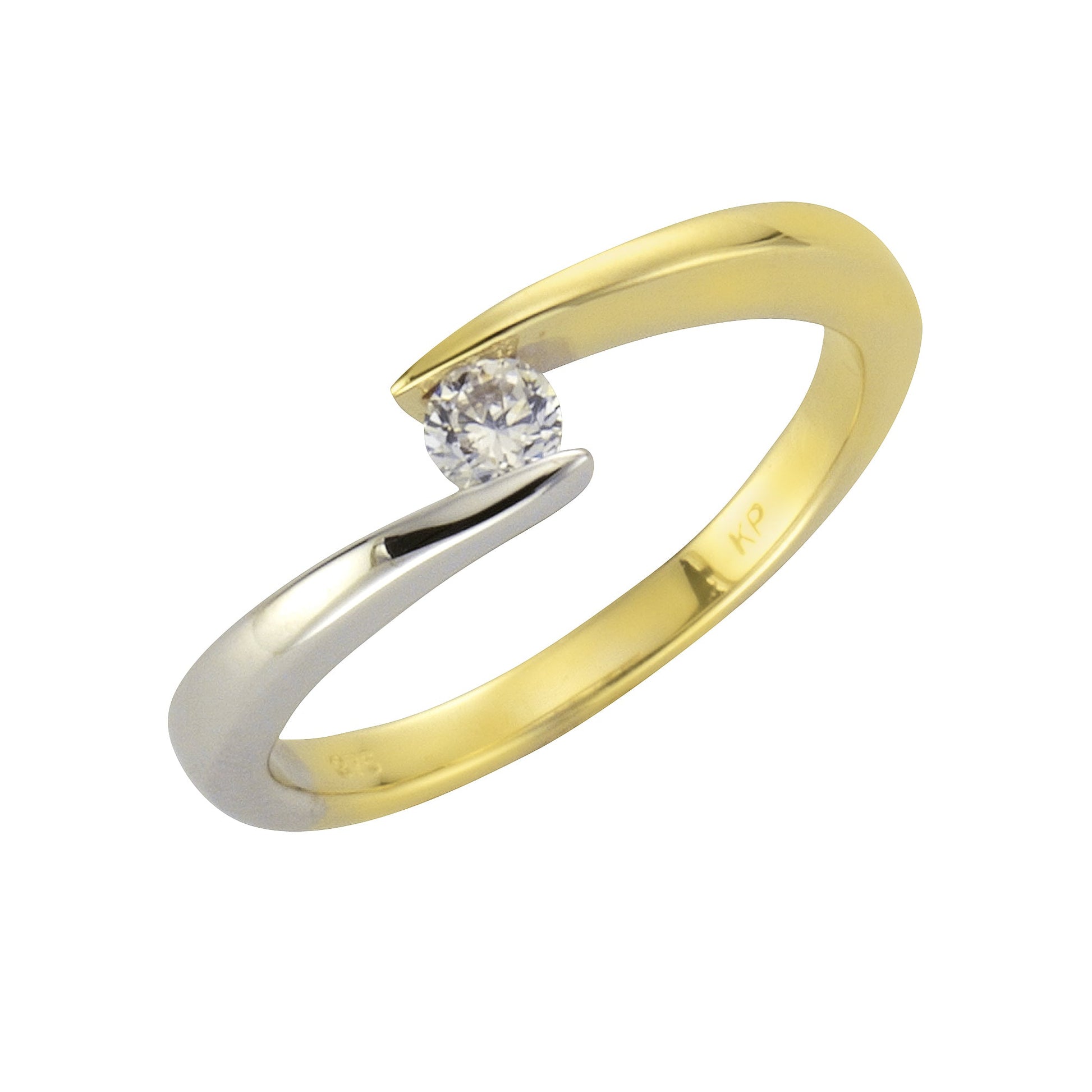 Fascination by Ellen K. - Damen Ring 375/- Gelbgold bicolor Zirkonia weiß