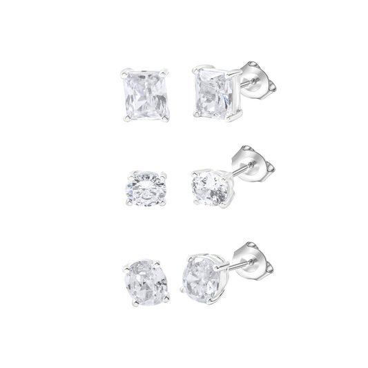 Celesta - Ohrstecker Set aus 925 Sterling Silber rhodiniert mit Zirkonia