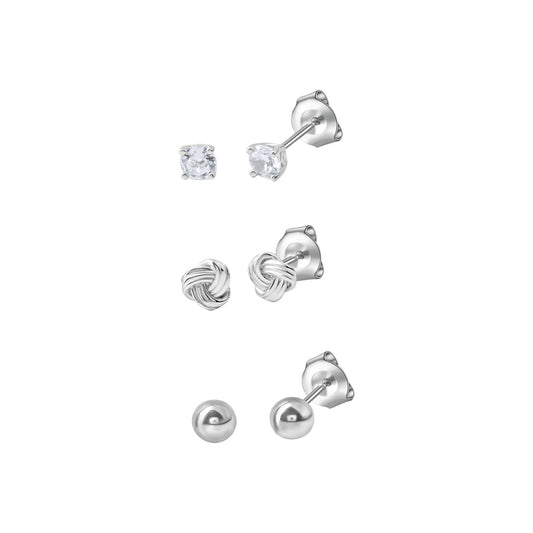 Celesta - Ohrstecker Set aus 925 Sterling Silber rhodiniert mit Zirkonia