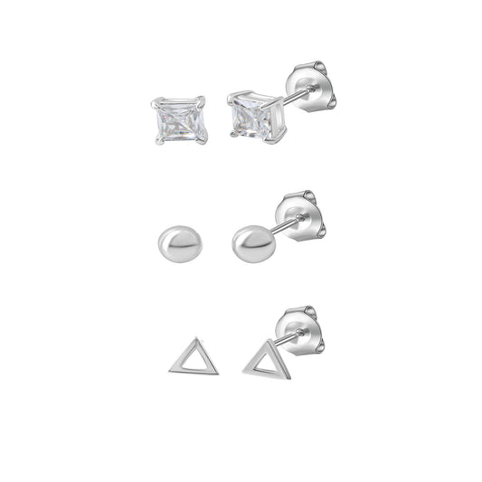 Celesta - Ohrstecker Set aus 925 Sterling Silber rhodiniert mit Zirkonia