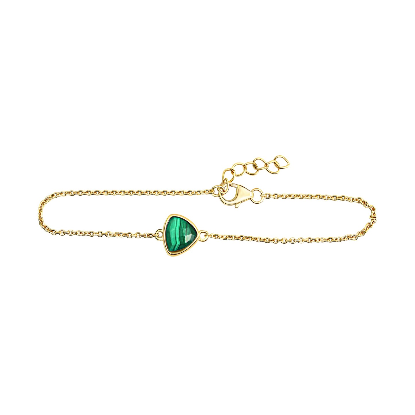 Armband Ankerkette 925/- Sterling Silber vergoldet 19cm Malachit