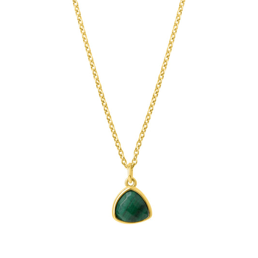 Celesta - Anhänger mit Kette 42+3cm aus 925 Sterling Silber vergoldet mit Malachit