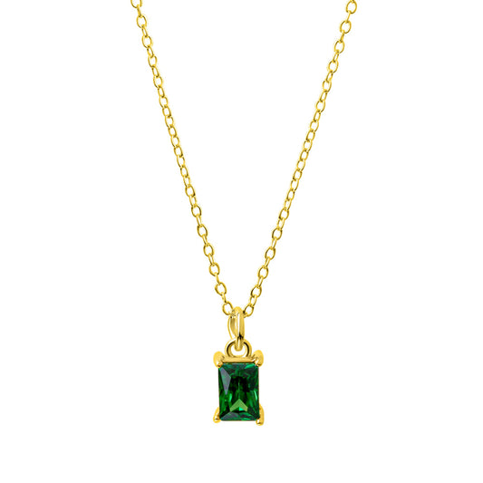 Celesta - Anhänger mit Kette 42+3cm aus 925/- Sterling Silber vergoldet mit grünem Zirkonia