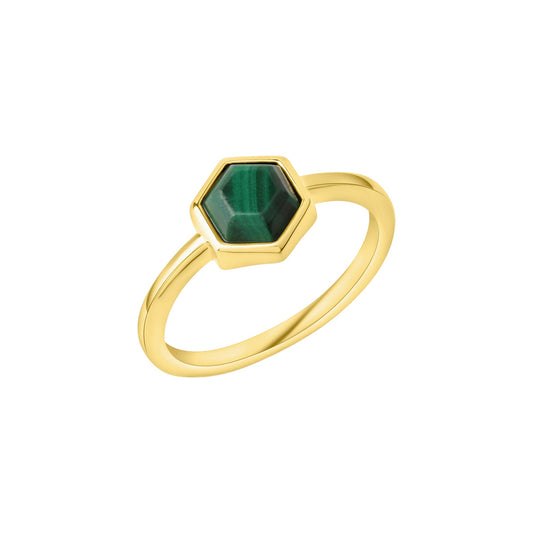Celesta Damen- Ring 925 Sterling Silber vergoldet mit Malachit