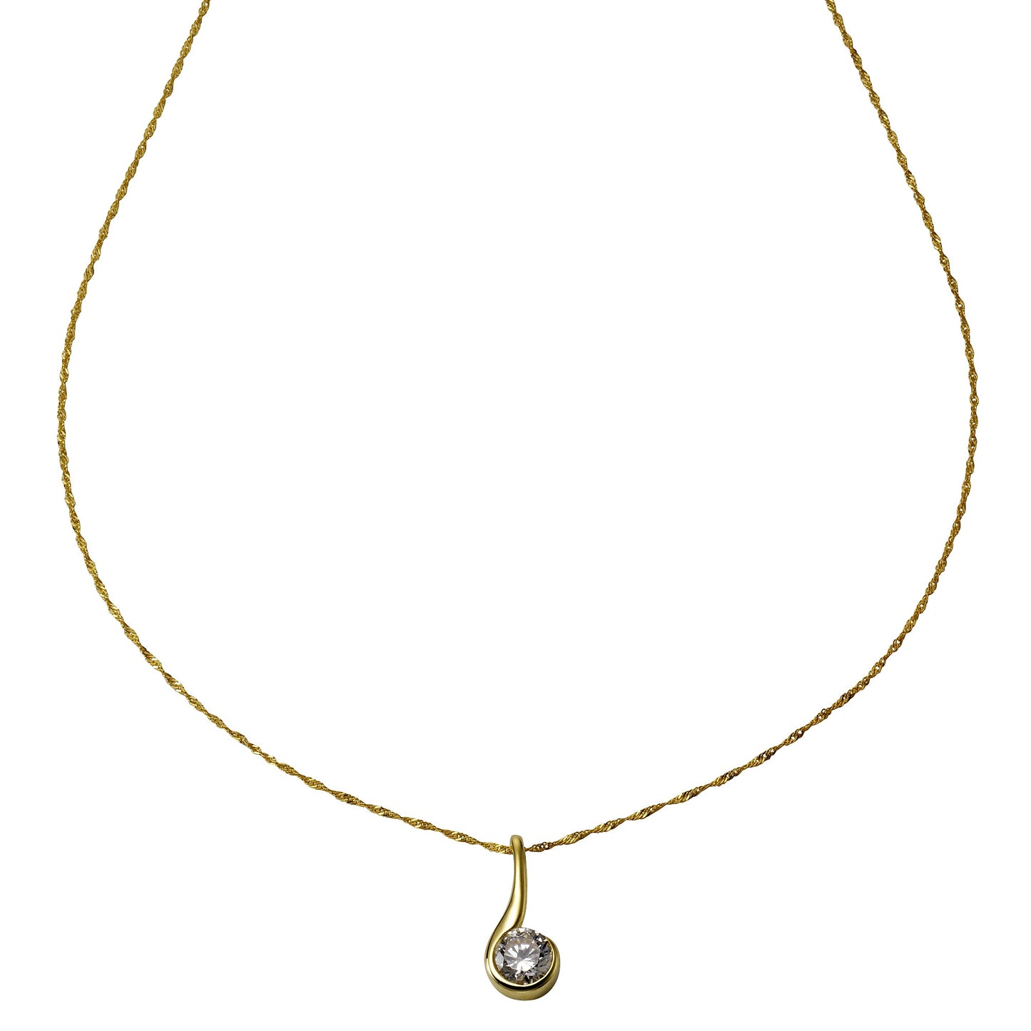 Halskette Singapurkette 375/- Gold 43cm Zirkonia