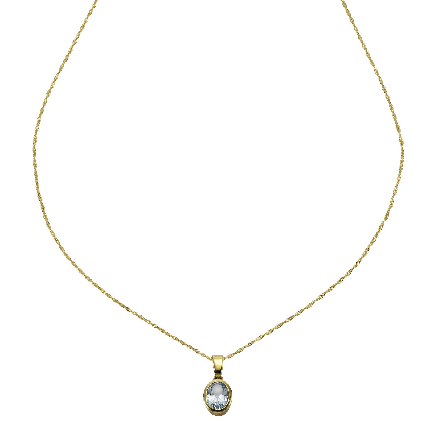 Halskette Singapurkette 375/- Gold 43cm Blautopas beh.