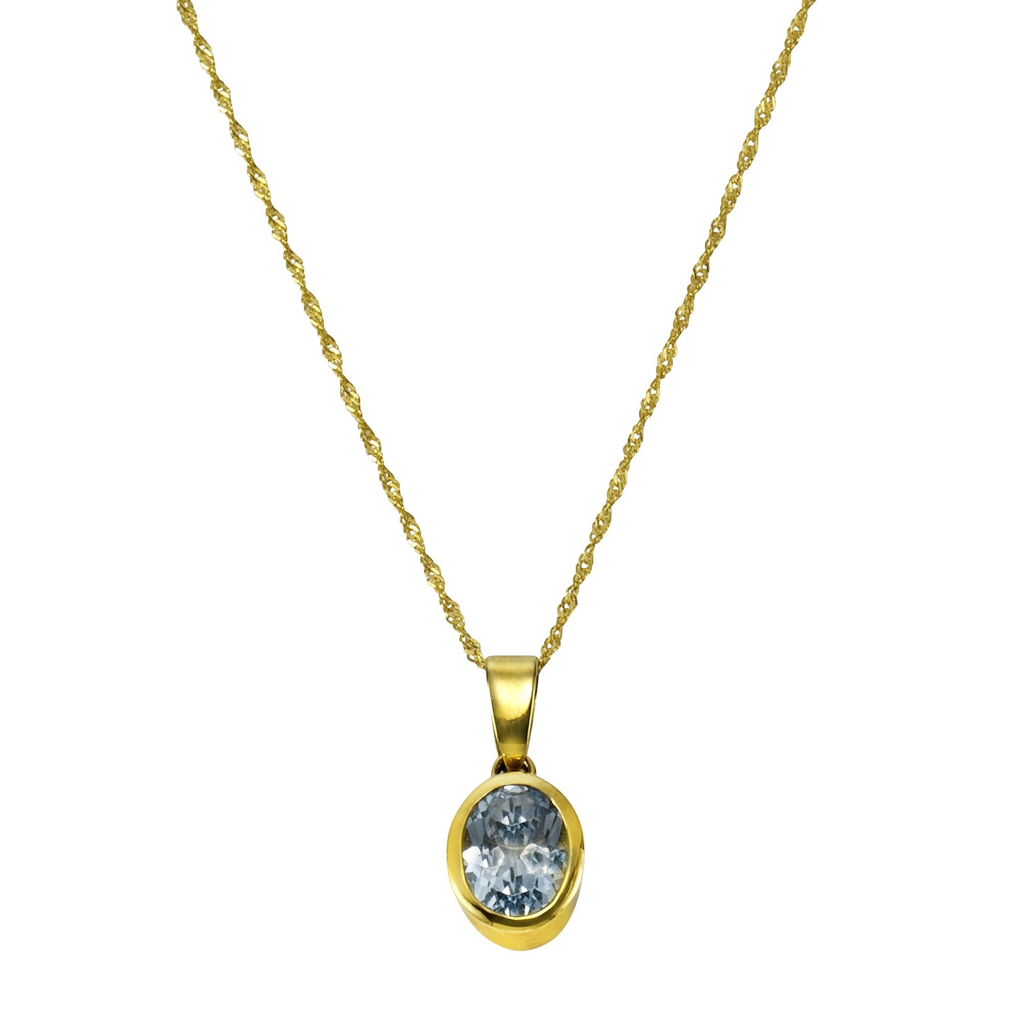 Halskette Singapurkette 375/- Gold 43cm Blautopas beh.