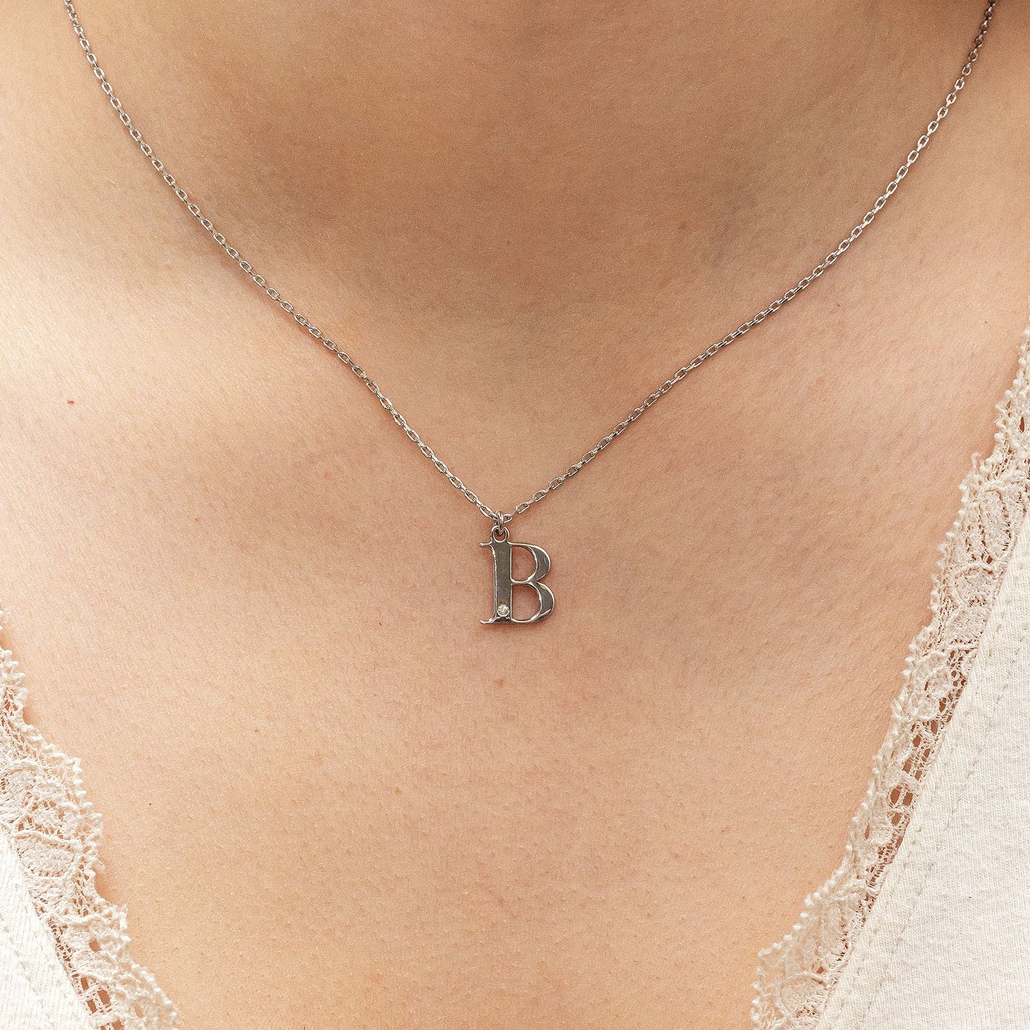 Halskette Flachpanzerkette 925/- Sterling Silber rhodiniert 48,0cm Diamant 0,008ct.