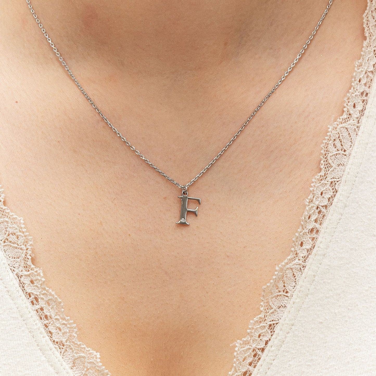 Halskette Flachpanzerkette 925/- Sterling Silber rhodiniert 48,0cm Diamant 0,008ct.