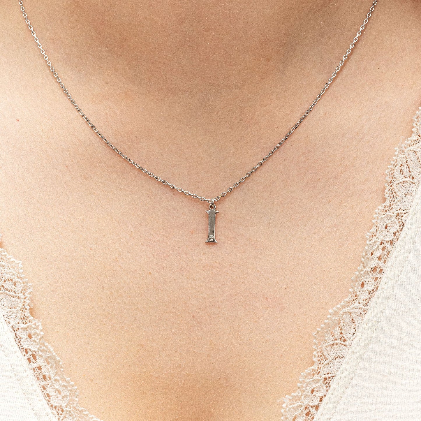 Halskette Flachpanzerkette 925/- Sterling Silber rhodiniert 48,0cm Diamant 0,008ct.