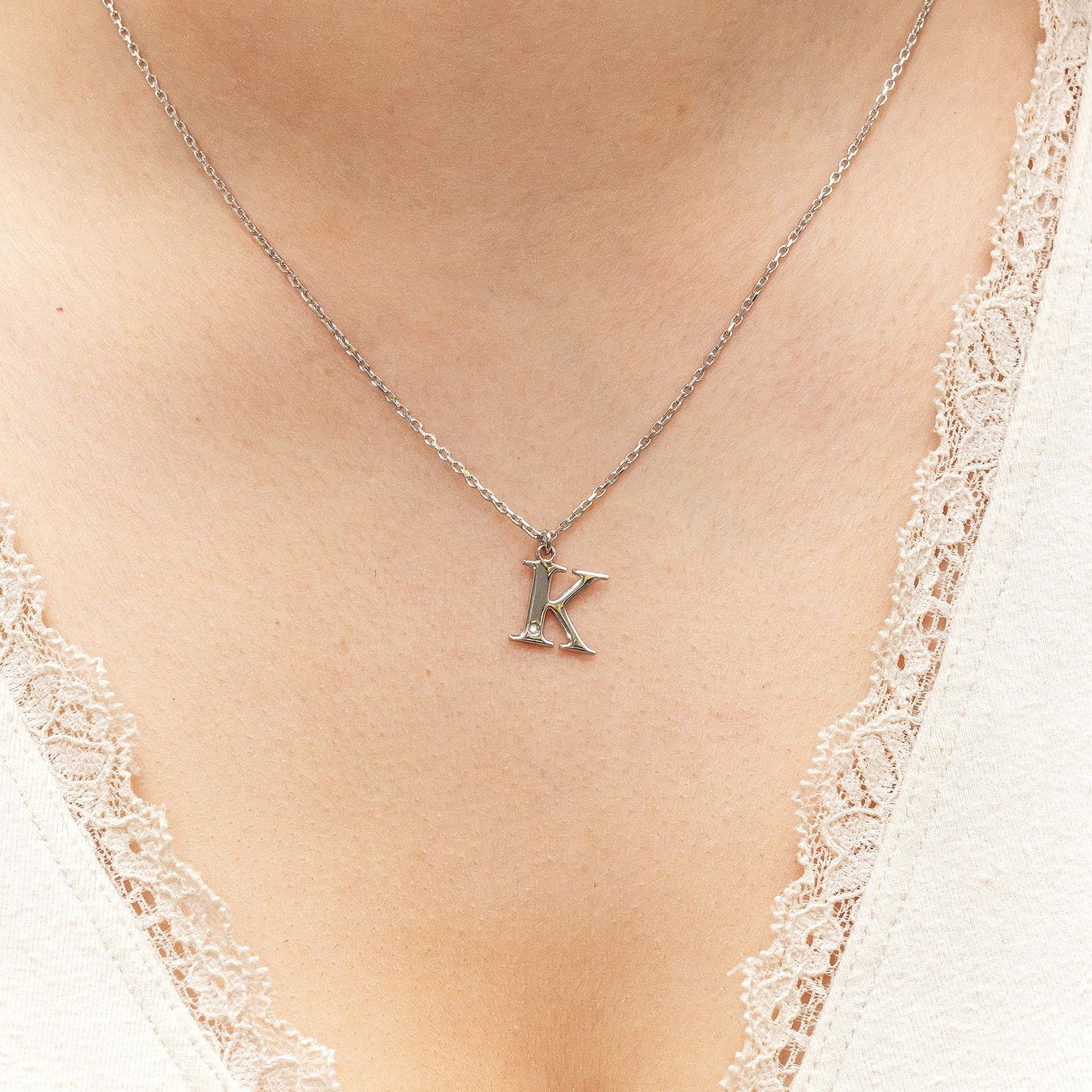 Halskette Flachpanzerkette 925/- Sterling Silber rhodiniert 48,0cm Diamant 0,008ct.
