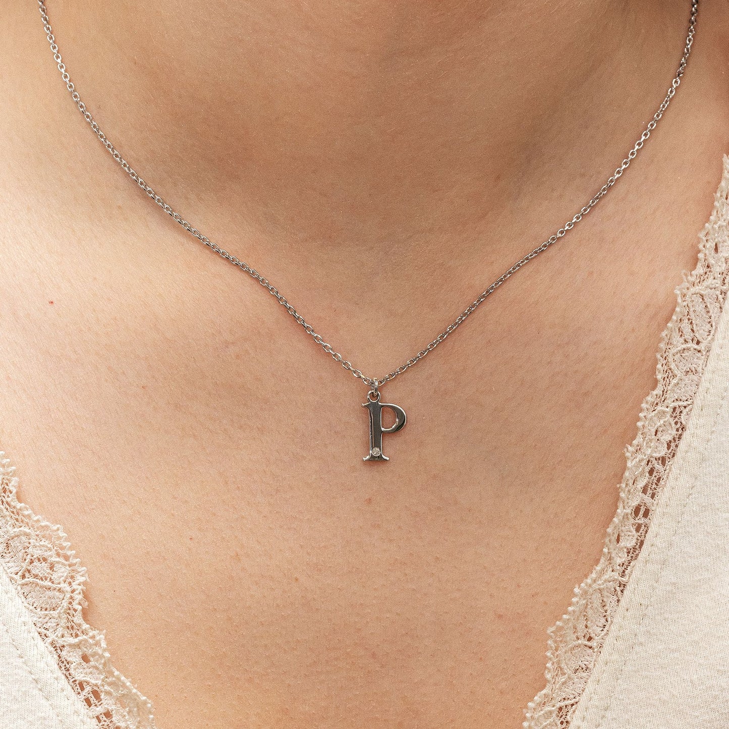 Halskette Flachpanzerkette 925/- Sterling Silber rhodiniert 48,0cm Diamant 0,008ct.