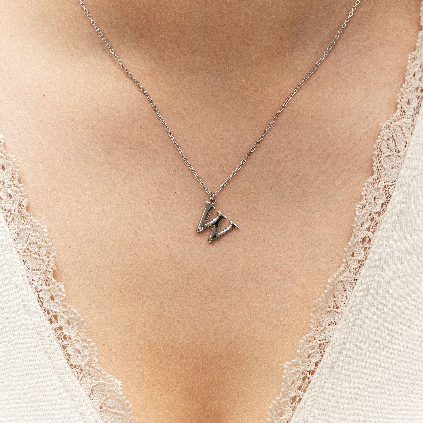 Halskette Flachpanzerkette 925/- Sterling Silber rhodiniert 48,0cm Diamant 0,008ct.