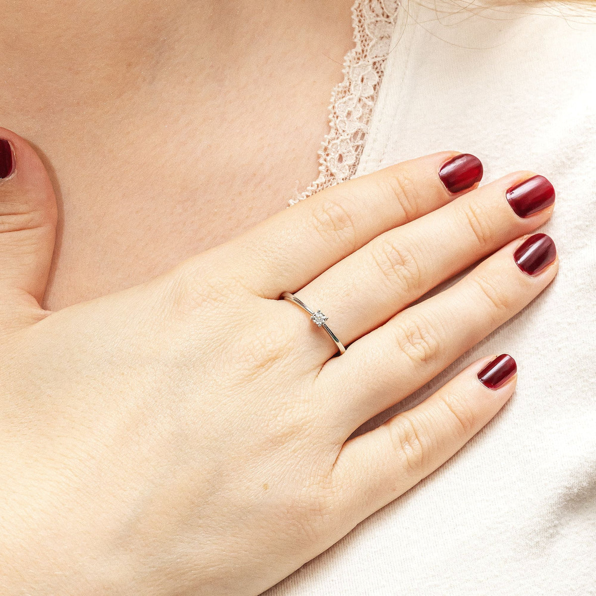 Ring 585/- Gold rhodiniert Brillant 0,035ct.
