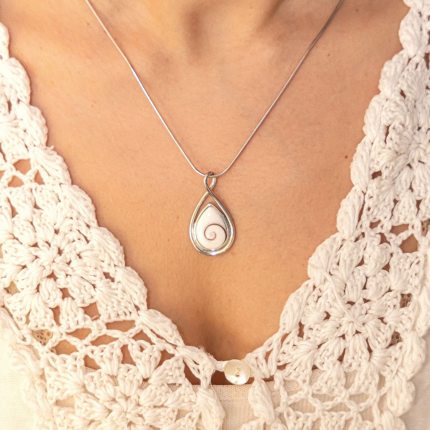 Halskette Schlangenkette 925/- Sterling Silber rhodiniert 47,0cm Muschel