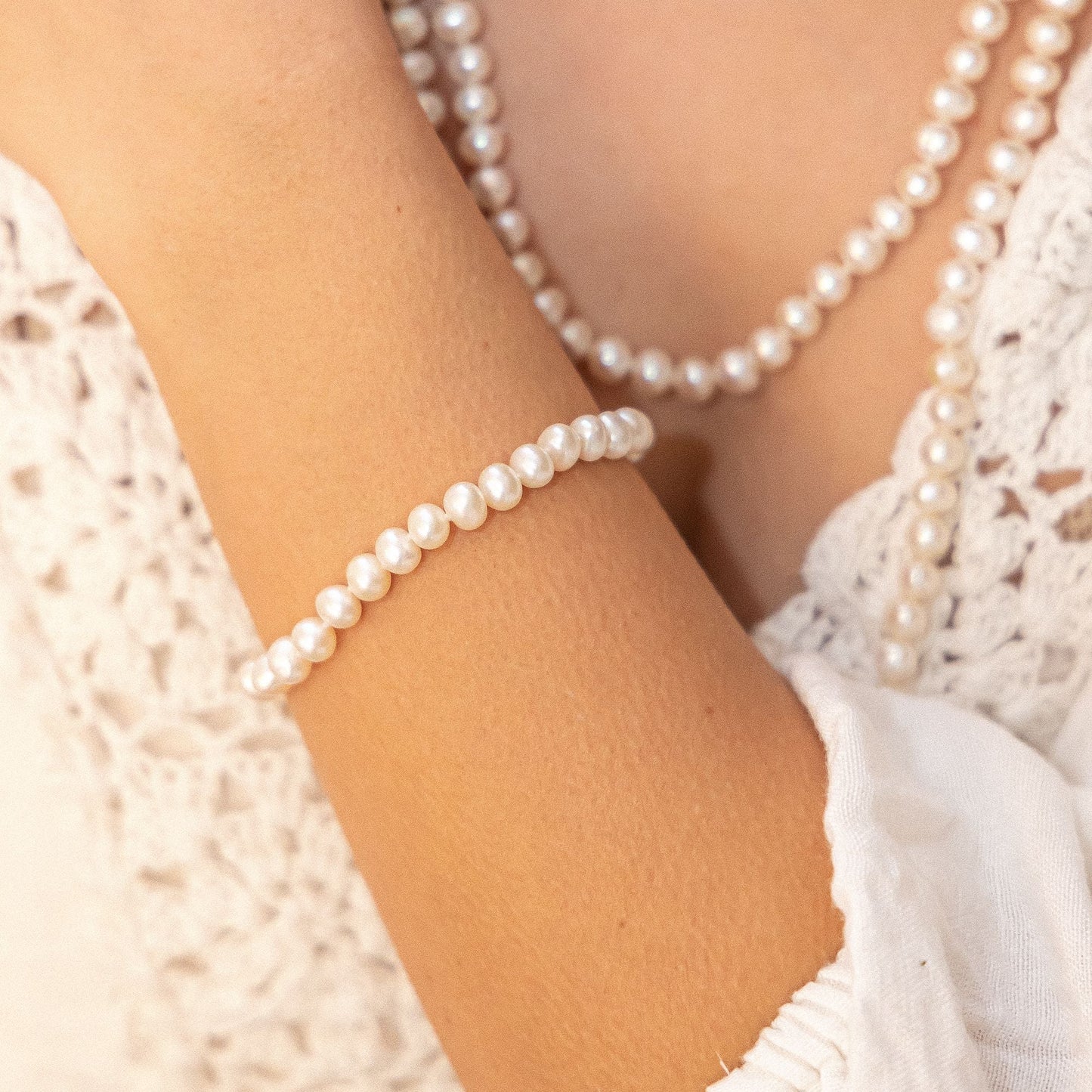 Armband Süßwasserzuchtperlen 925/- Sterling Silber rhodiniert 19cm Perle