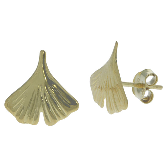 Ohrstecker aus 585/- Gelbgold glanz Motiv Gingko-Blatt