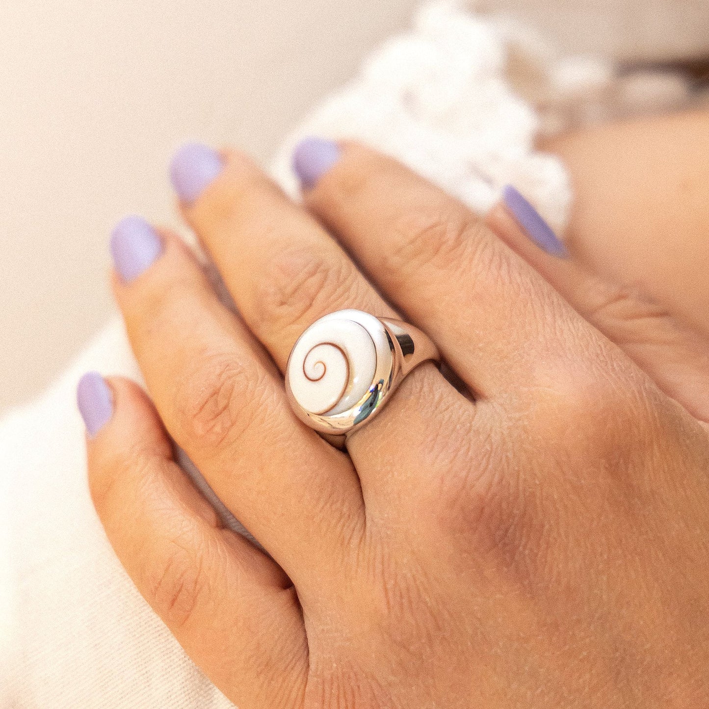Ring 925 rhodiniert Muschel