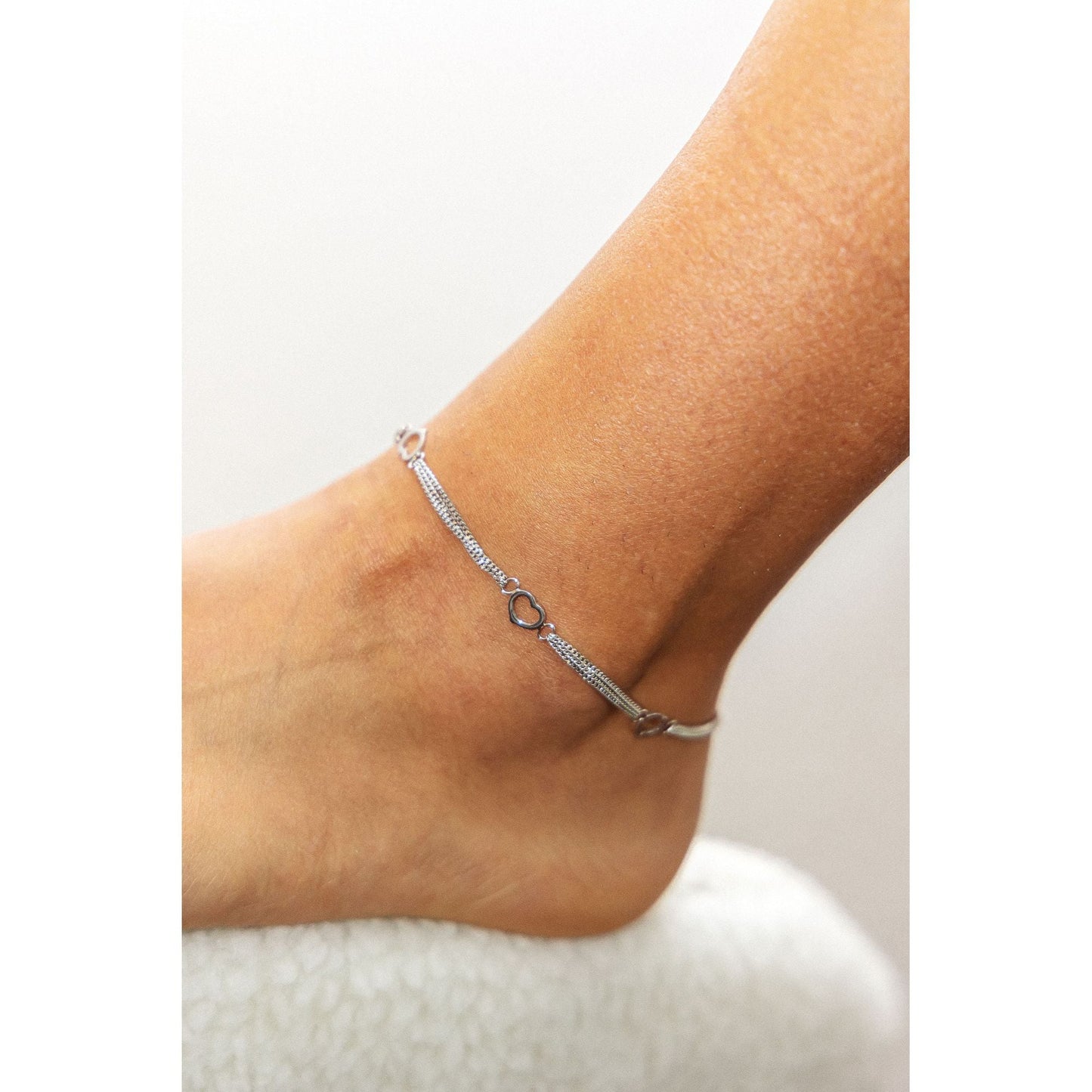 Fußkette Flachpanzerkette 925/- Sterling Silber rhodiniert 25cm ohne