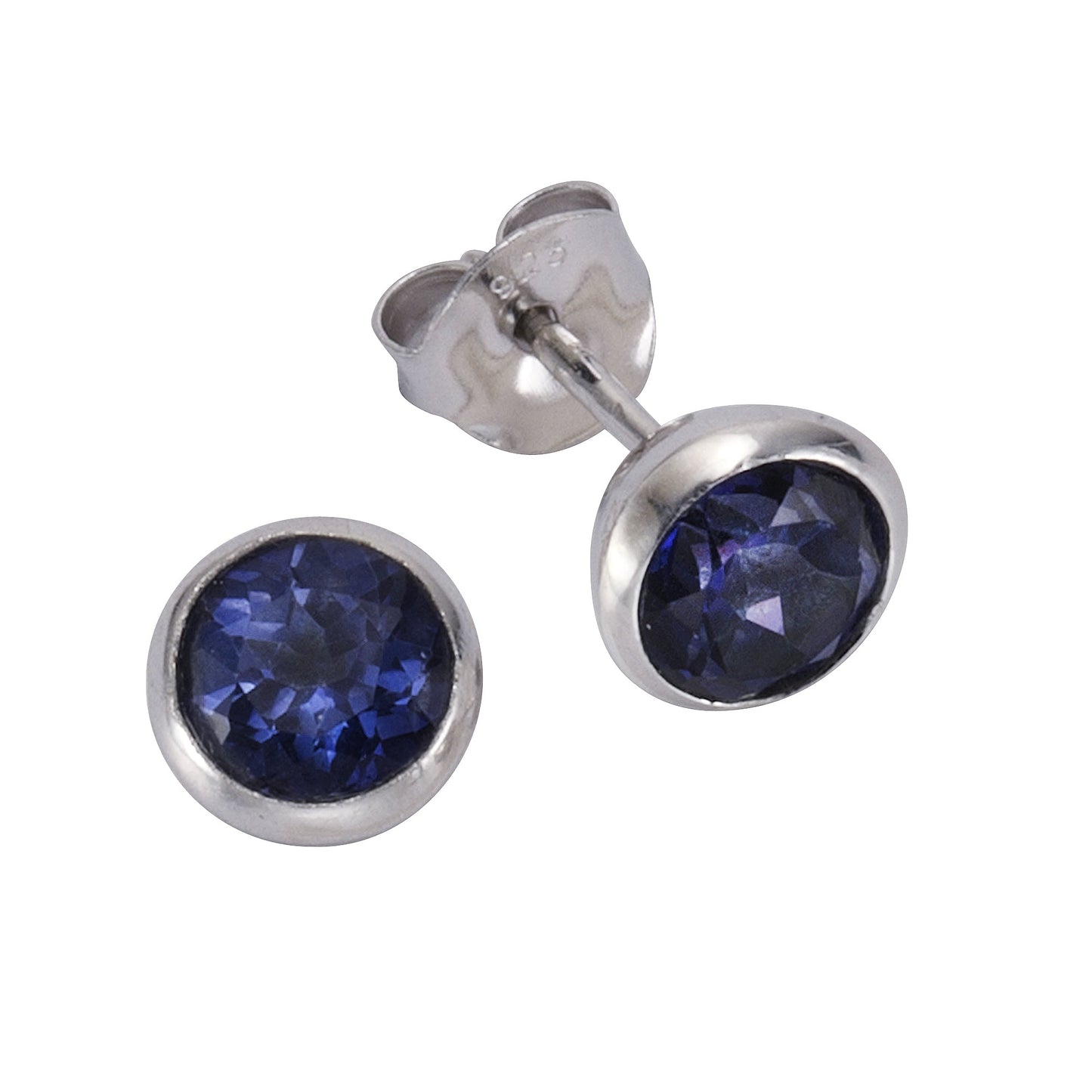 Ohrringe 925/- Sterling Silber rhodiniert 0,75cm Blautopas beh.