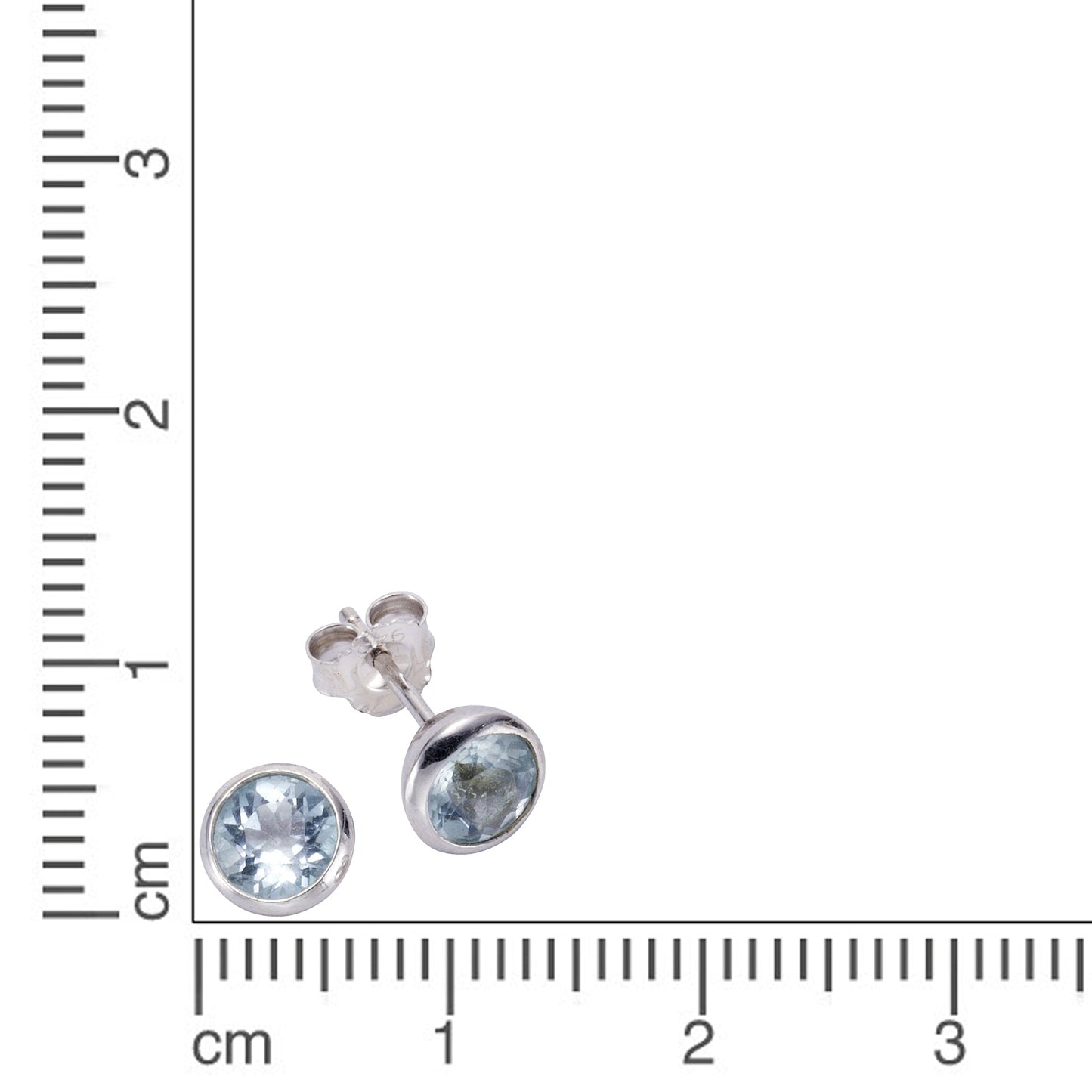 Ohrringe 925/- Sterling Silber rhodiniert 0,75cm Blautopas beh.