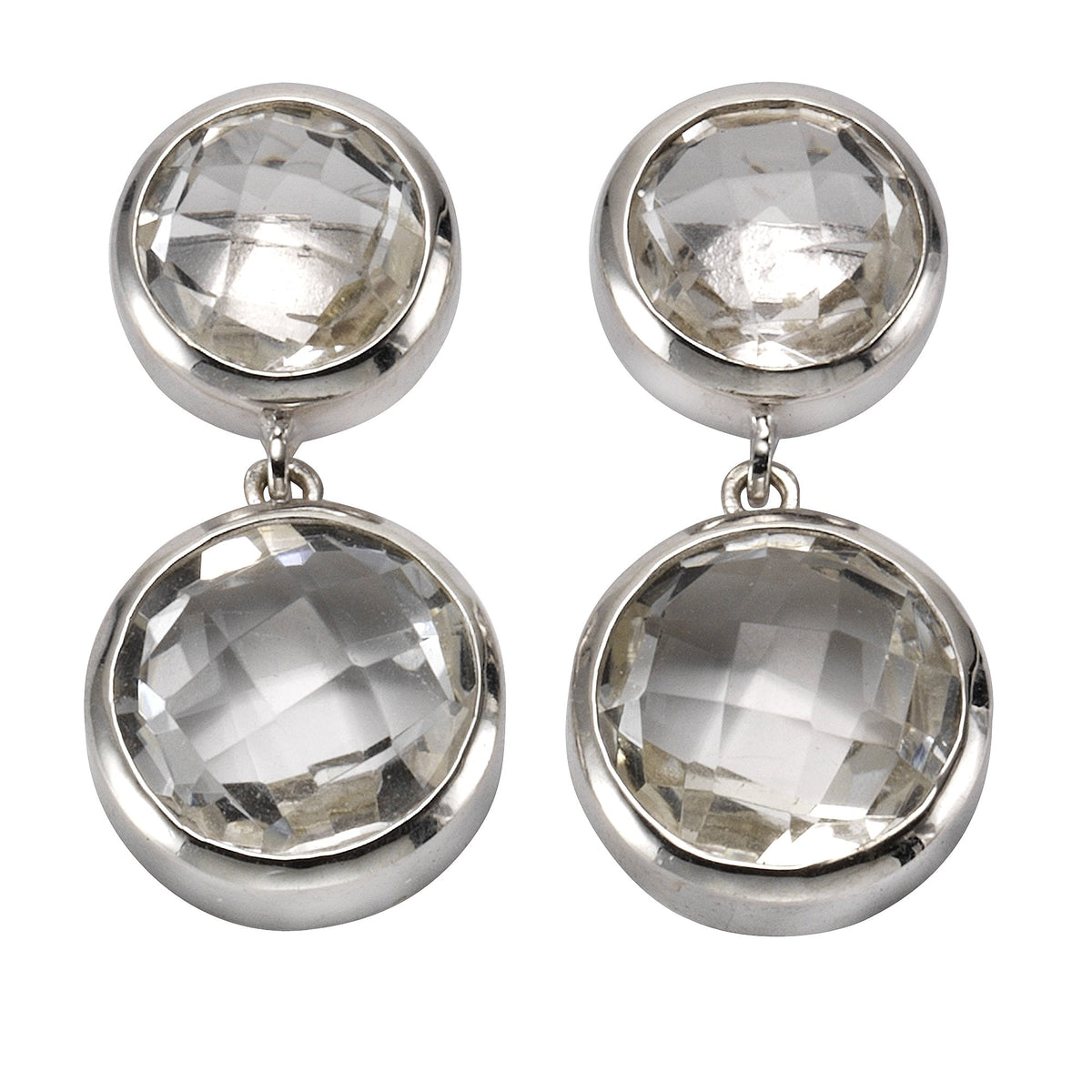 Ohrstecker 925/- Sterling Silber rhodiniert 2,5cm Bergkristall