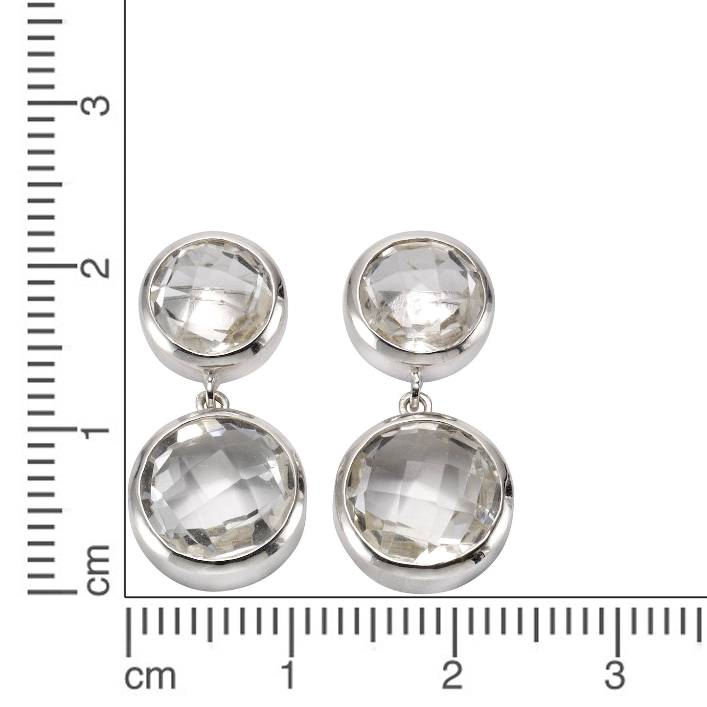 Ohrstecker 925/- Sterling Silber rhodiniert 2,5cm Bergkristall