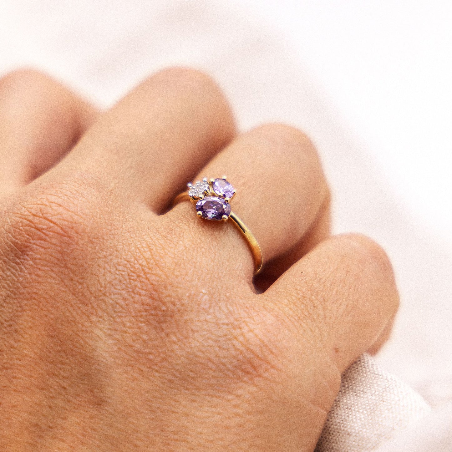 Ring 375/- Gold rhodiniert Amethyst