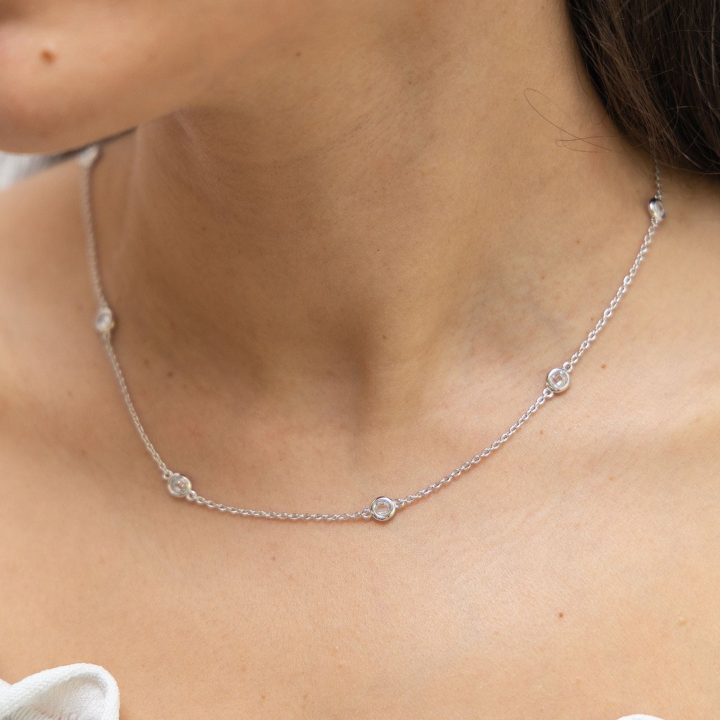 Halskette keine / nicht relevant 925/- Sterling Silber rhodiniert 45,0cm Zirkonia