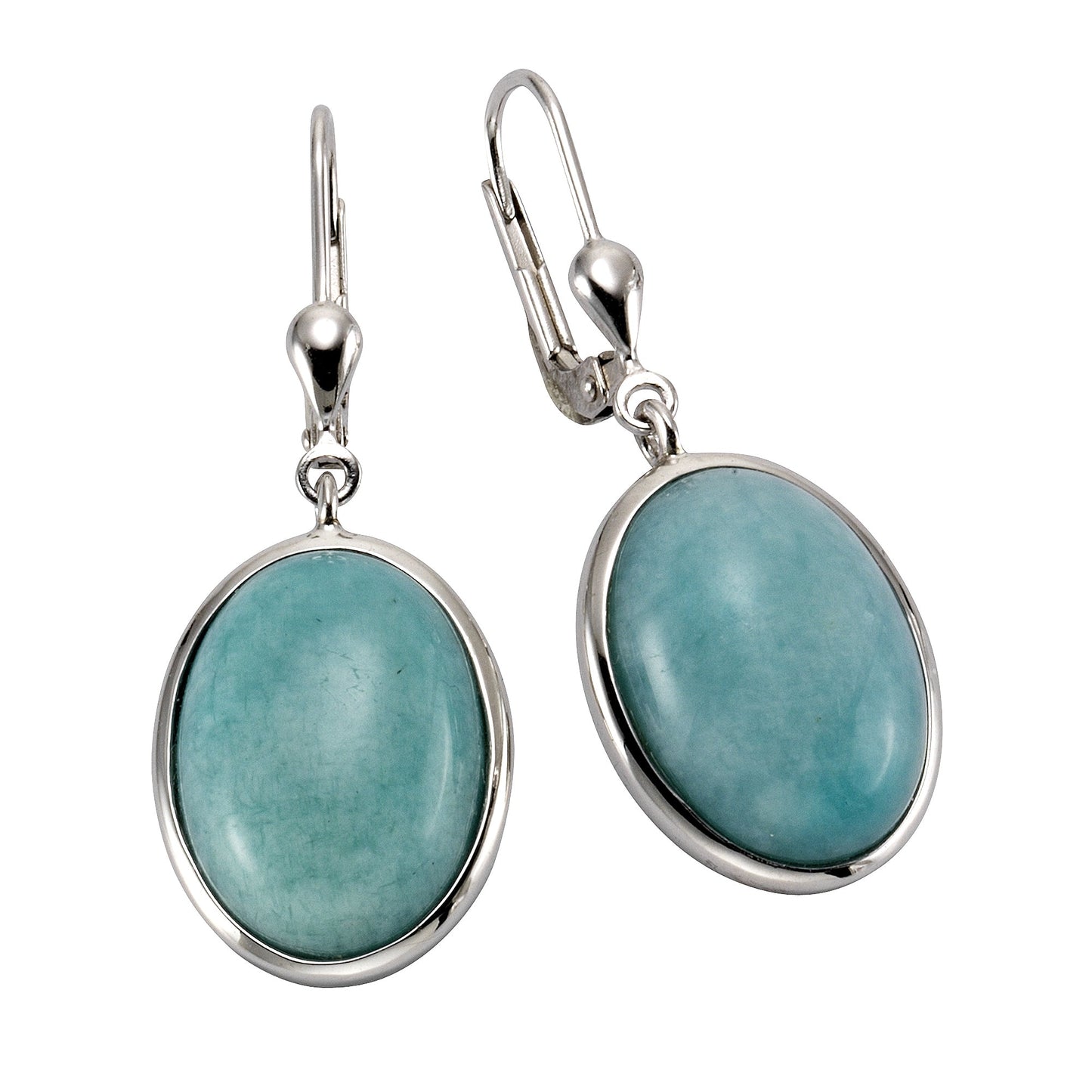 Ohrringe 925/- Sterling Silber rhodiniert 3,6cm Amazonit
