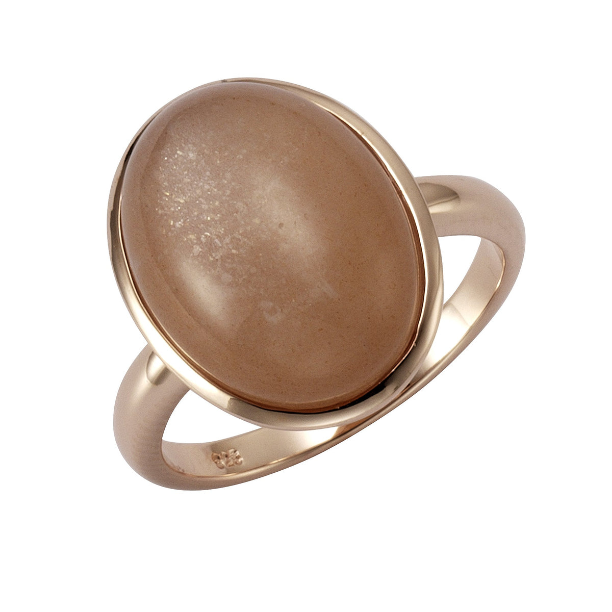 ZEEme Jewelry - Damen Ring 925 Sterling Silber rotvergoldet Mondstein pfirsich 16x12mm