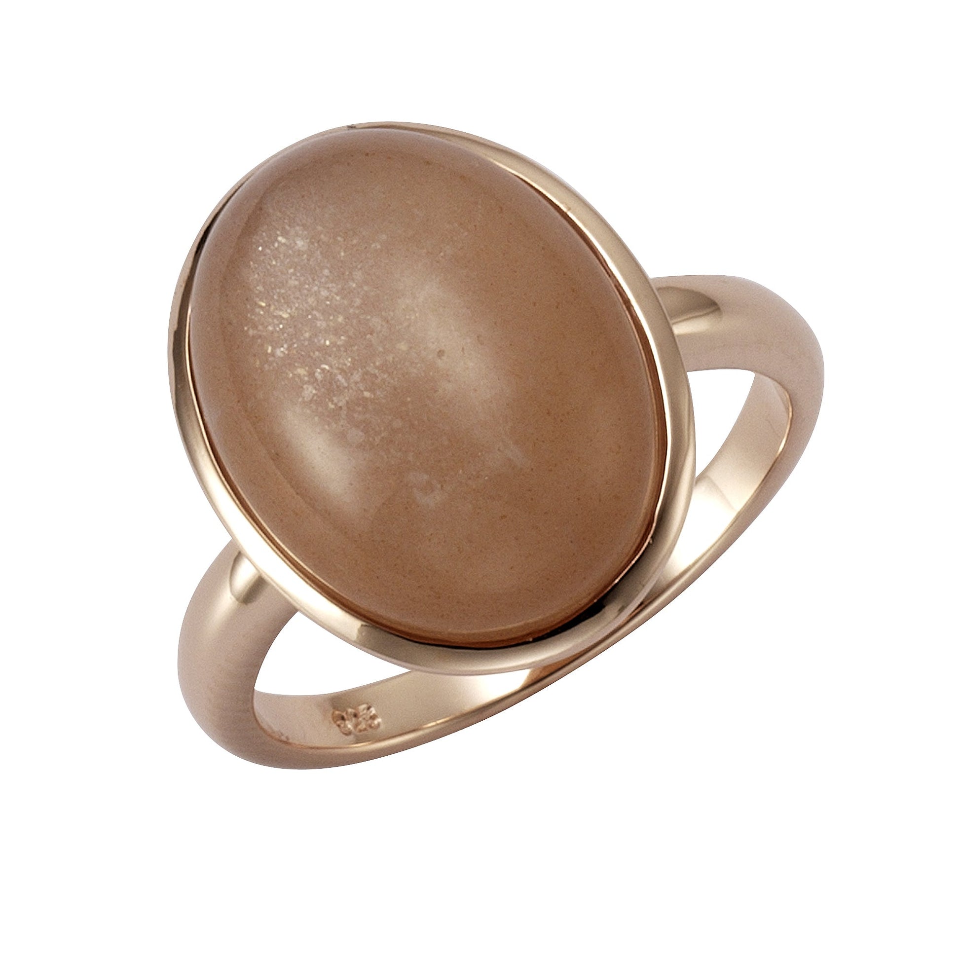 ZEEme Jewelry - Damen Ring 925 Sterling Silber rotvergoldet Mondstein pfirsich 16x12mm