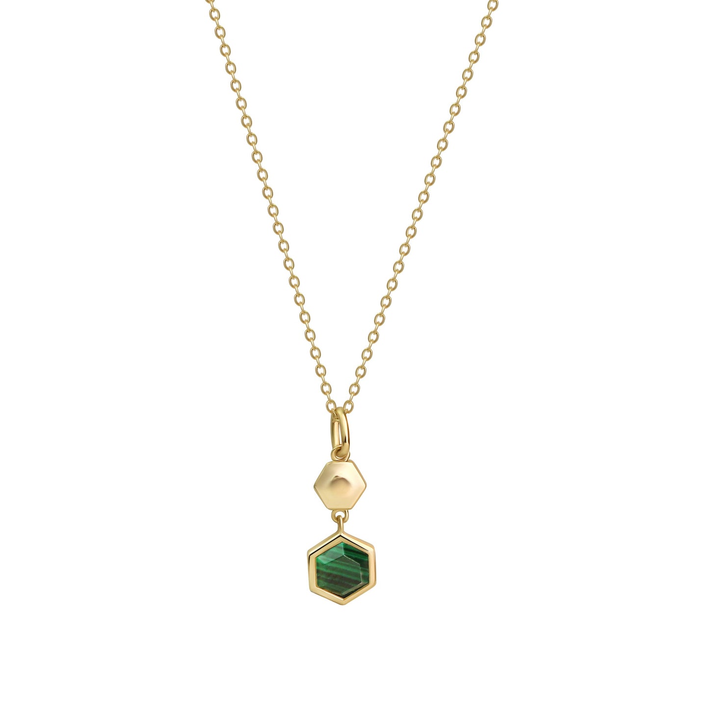 Anhänger mit Kette 925 Sterling Silber vergoldet Malachit Ankerkette 925/- Sterling Silber vergoldet 45,0cm Malachit