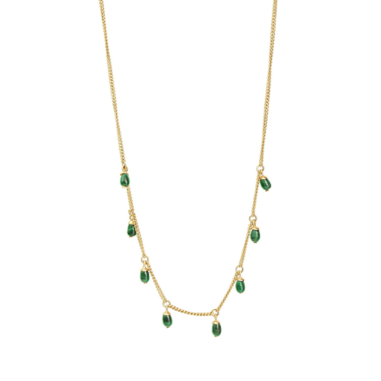 Anhänger mit Kette 925 Sterling Silber vergoldet Malachit Ankerkette 925/- Sterling Silber vergoldet 45,0cm Malachit