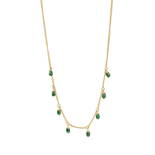 Celesta - Kette 42+3cm 925 Sterling Silber vergoldet mit Malachit- Anhängern