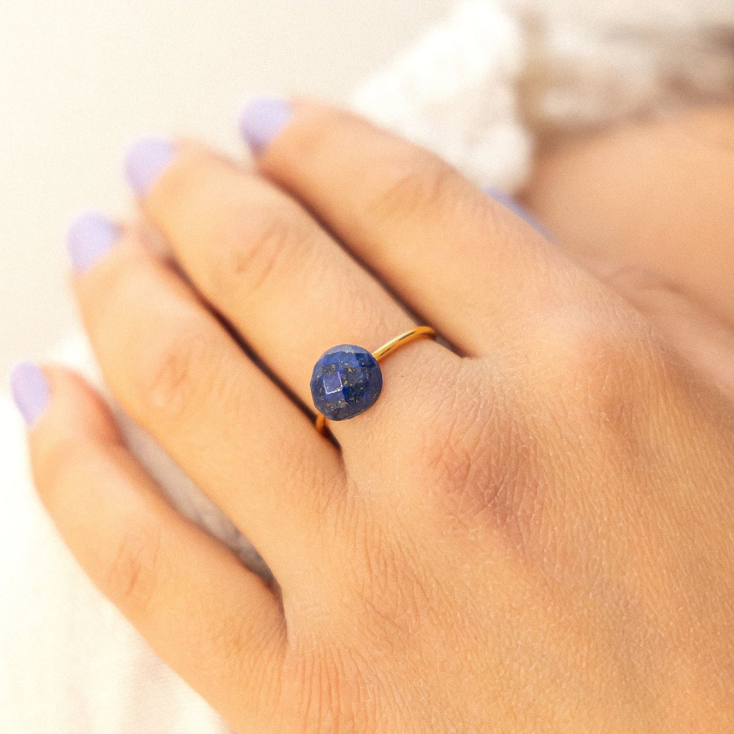 Ring 925 Silber vergoldet Lapislazuli 925/- Sterling Silber vergoldet Lapislazuli