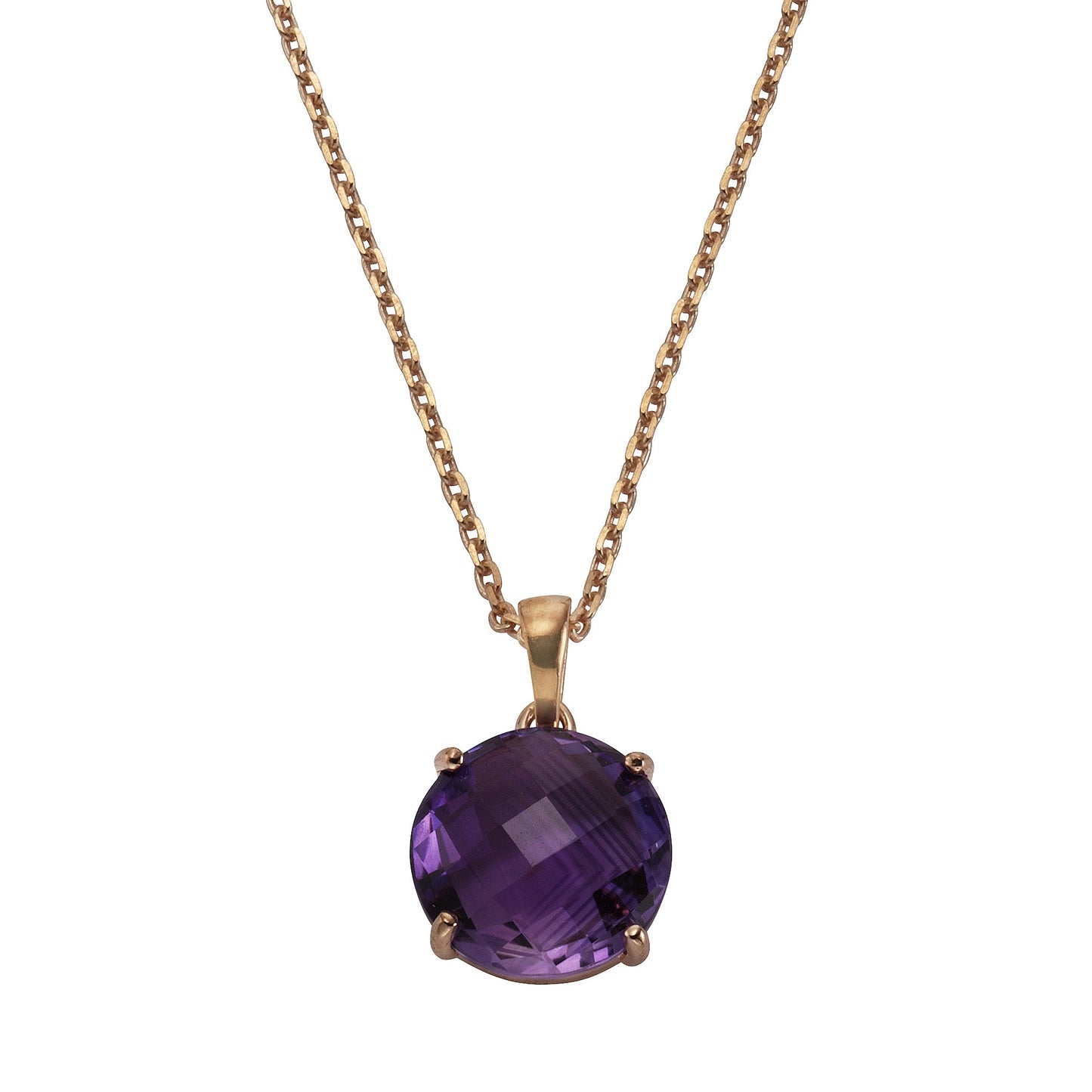 Halskette Ankerkette 925/- Sterling Silber rotvergoldet 46,0cm Amethyst