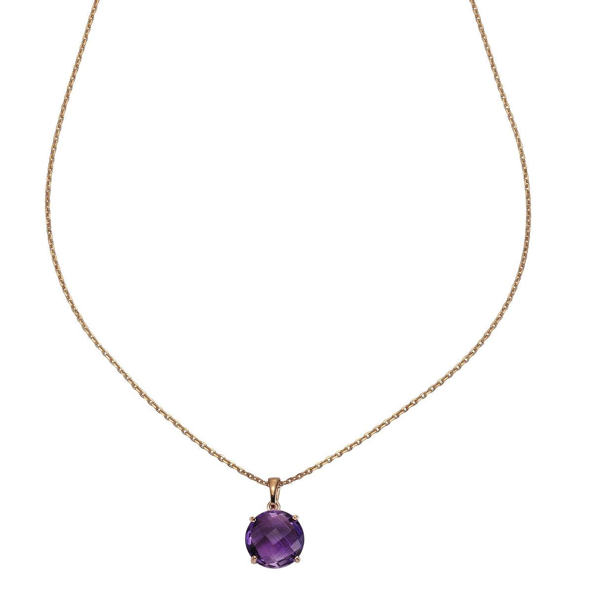 Halskette Ankerkette 925/- Sterling Silber rotvergoldet 46,0cm Amethyst