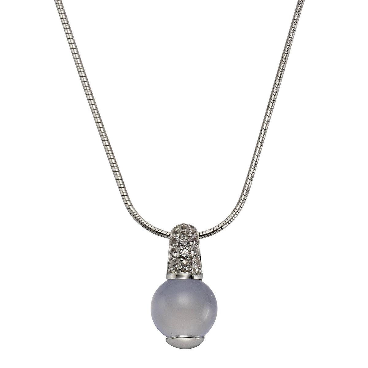 Halskette Schlangenkette 925/- Sterling Silber rhodiniert 47,0cm Calcedon