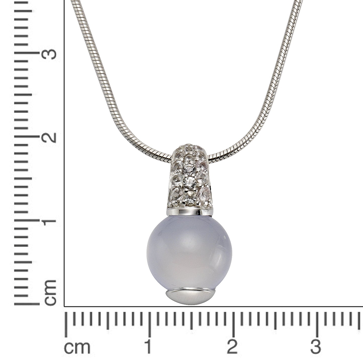 Halskette Schlangenkette 925/- Sterling Silber rhodiniert 47,0cm Calcedon