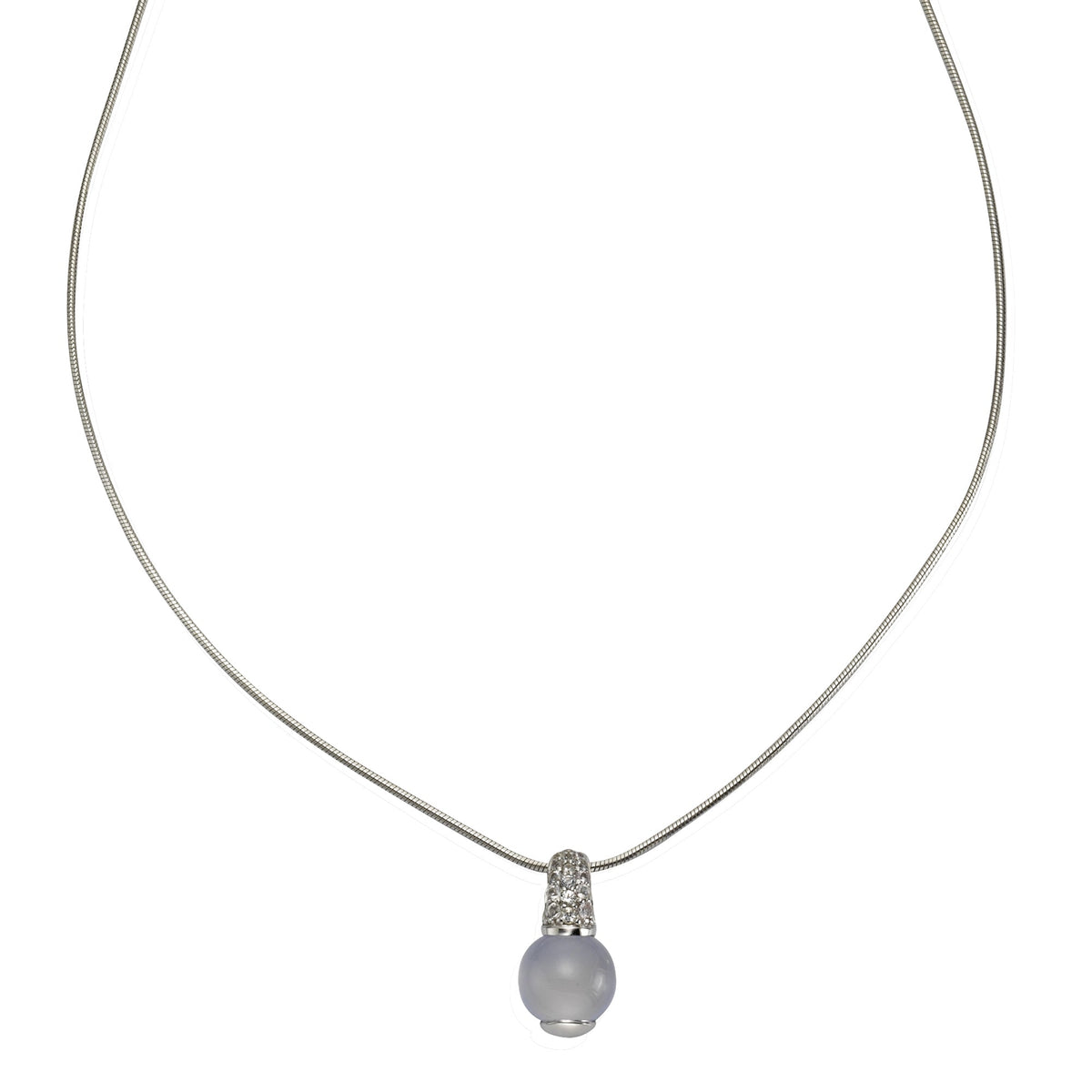 Halskette Schlangenkette 925/- Sterling Silber rhodiniert 47,0cm Calcedon