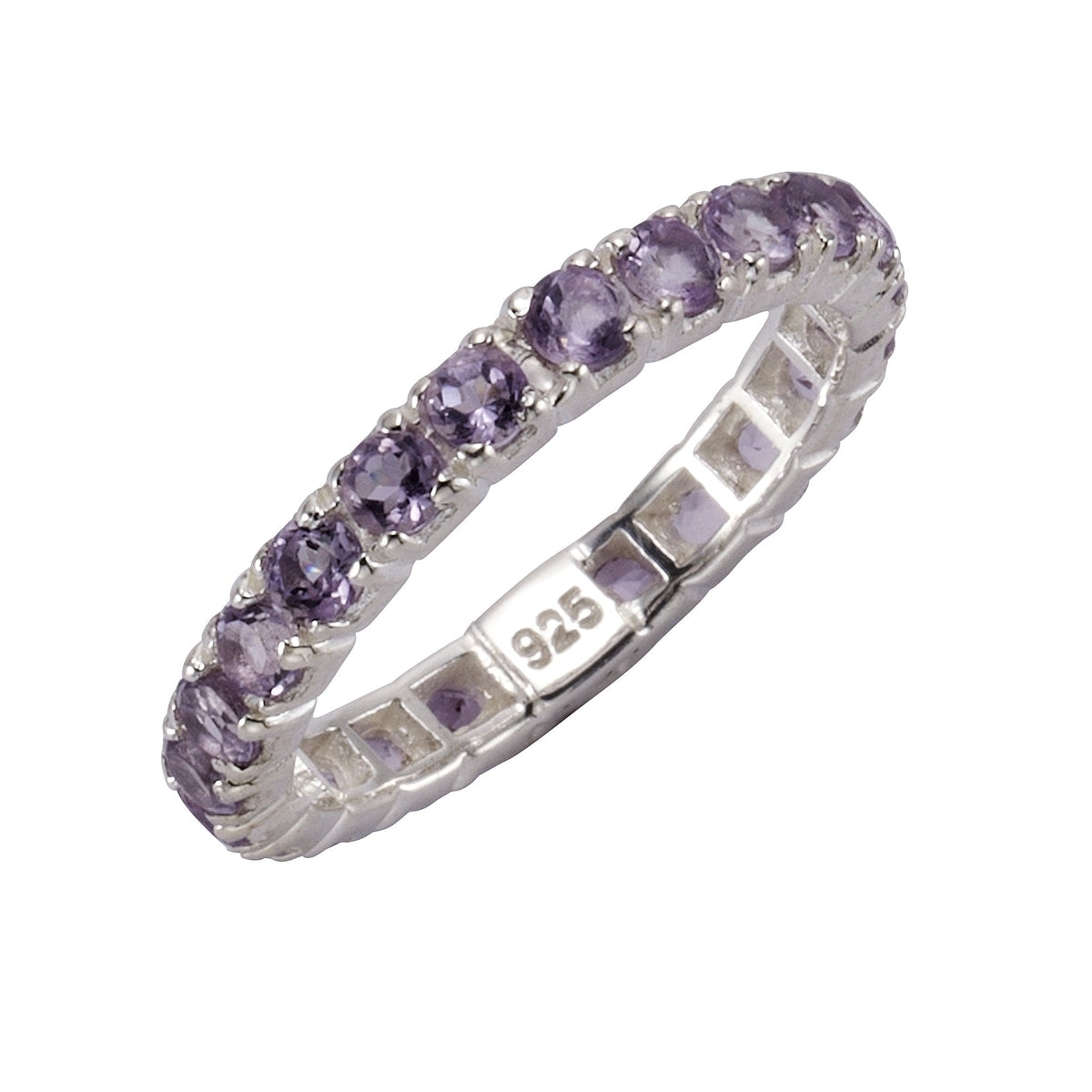 ZEEme Jewelry - Damen Ring 925/- Sterling Silber rhodiniert Memoirering Amethyst