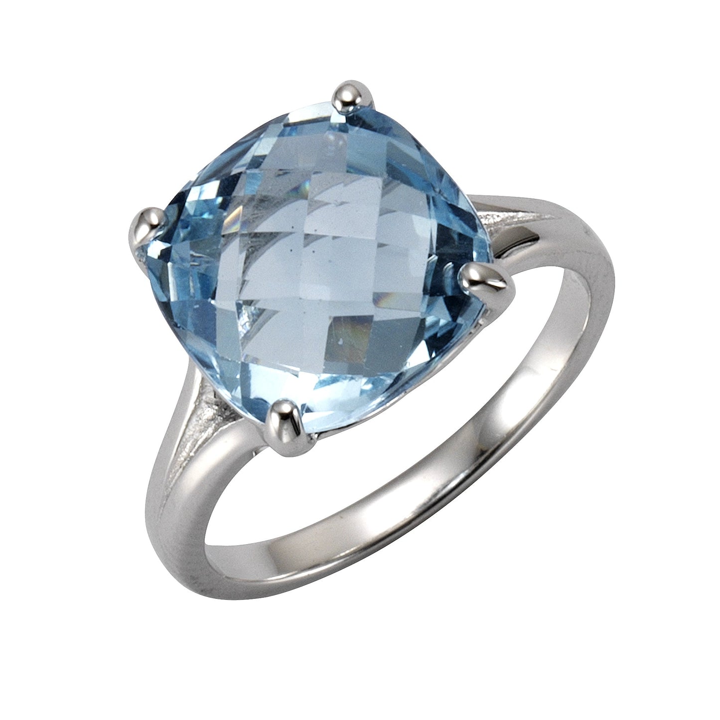 Ring 925/- Sterling Silber rhodiniert Blautopas beh.