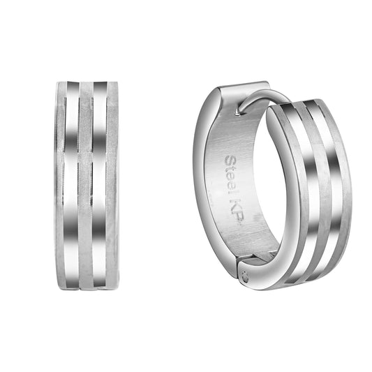 Zeeme Stainless Steel - Unisex-Ohrringe aus Edelstahl glanz/matt 18mm Durchmesser