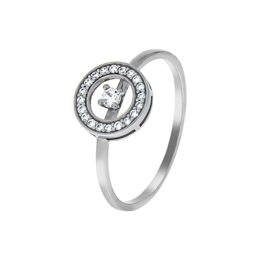 Ring aus 925 Silber rhodiniert mit Zirkonia Ringkopf ist 7mm breit