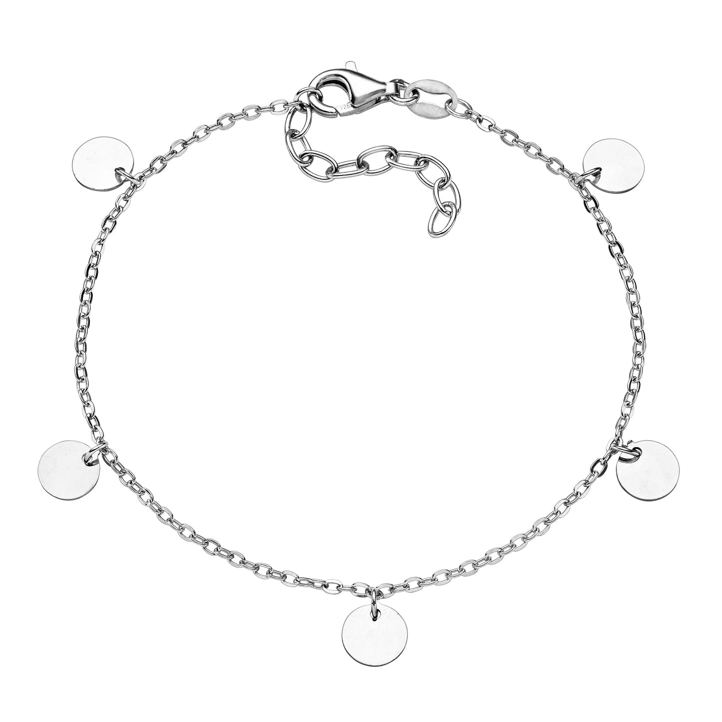 Armband Ankerkette 925/- Sterling Silber rhodiniert 20,0cm