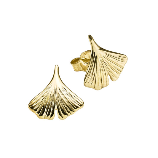 Ohrstecker Ginkgo aus 333/- Gelbgold mit den Maßen 12x12mm